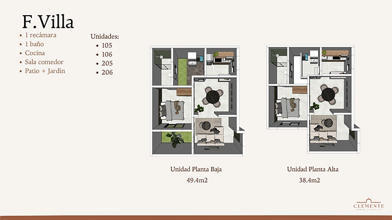 departamentos clemente urban lifestyle - unidad f. villa